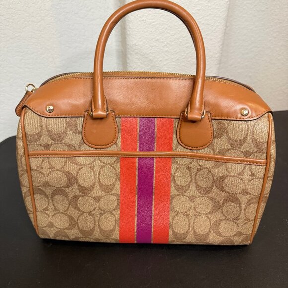Coach Varsity Stripe Mini Bennett Satchel Purse Signature Canvas F38269 EUC - Picture 4 of 11